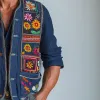 Men's Summer Fashion Premium Bohemian Embroidery Slub Linen Vest MTA2494F0P sold by Manly