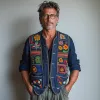 Men's Summer Fashion Premium Bohemian Embroidery Slub Linen Vest MTA2494F0P sold by Manly