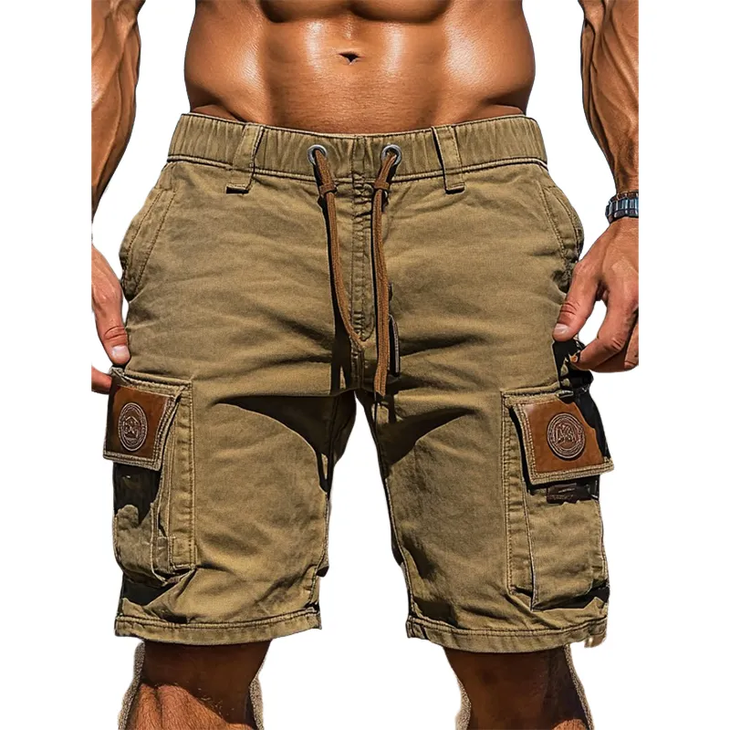 Men's Cotton Elastic Waist Multi-Pocket Cargo Shorts MTA2384F8X sold by Manly