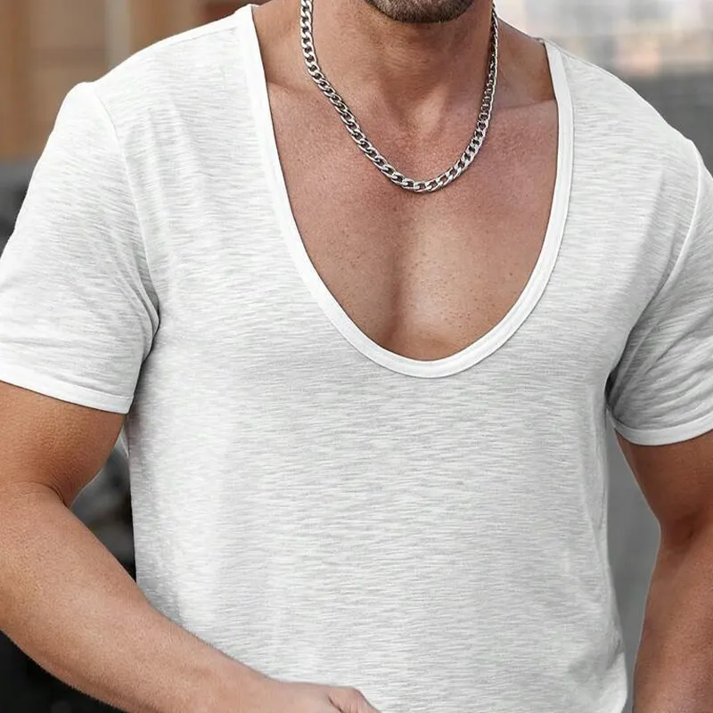 Men's Solid Color Cotton Blend Short-Sleeved T-Shirt MTA2467F3X sold by Manly product image thumbnail 2