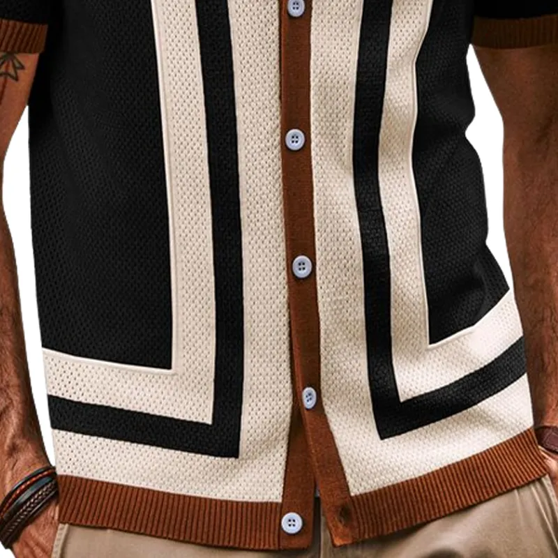 Men's Summer Classic Colorblock Knitted Short Sleeve T-Shirt MTA2482F8U sold by Manly product image thumbnail 3