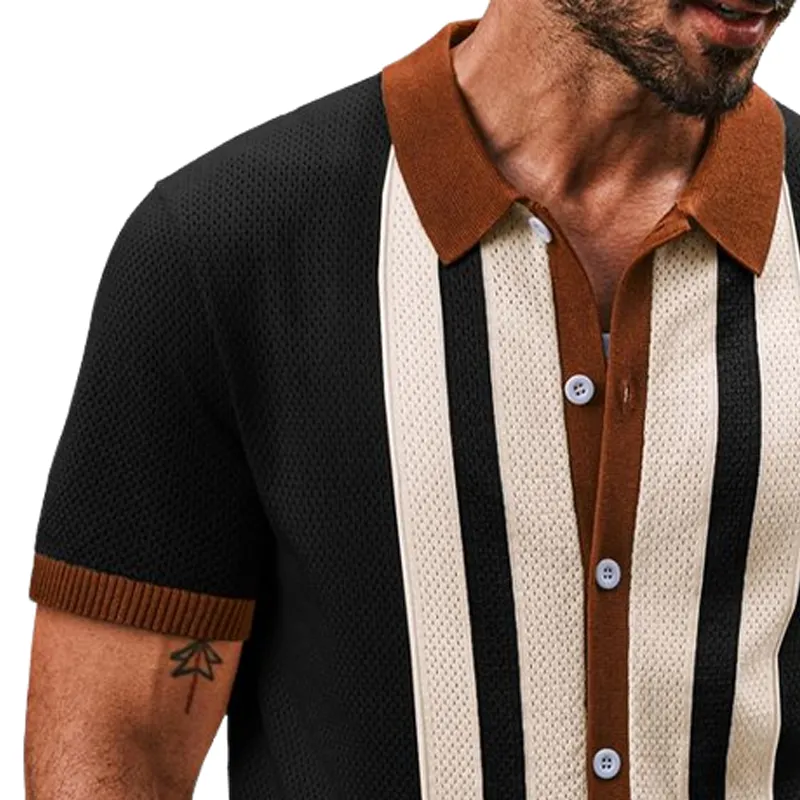 Men's Summer Classic Colorblock Knitted Short Sleeve T-Shirt MTA2482F8U sold by Manly product image thumbnail 2