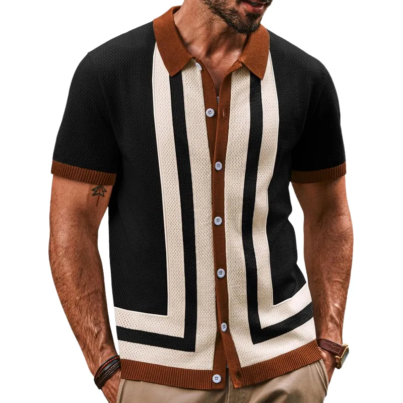 Men's Summer Classic Colorblock Knitted Short Sleeve T-Shirt MTA2482F8U sold by Manly