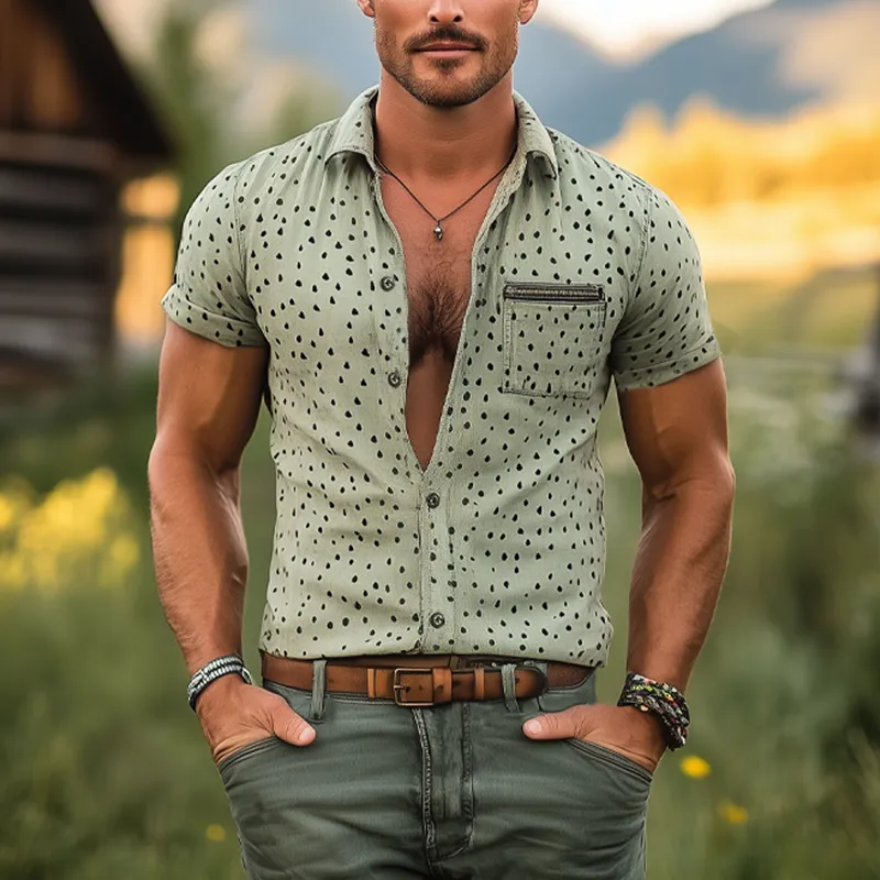 Men's Summer Printed Button Short Sleeve Shirt MTA2410F2U sold by Manly product image thumbnail 4