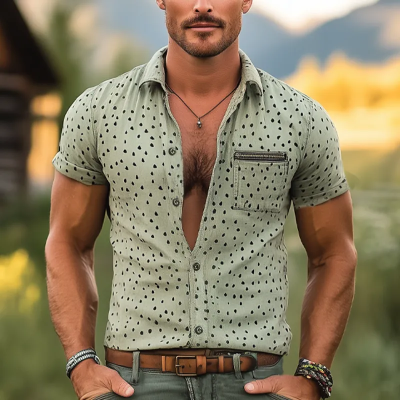 Men's Summer Printed Button Short Sleeve Shirt MTA2410F2U sold by Manly product image thumbnail 2