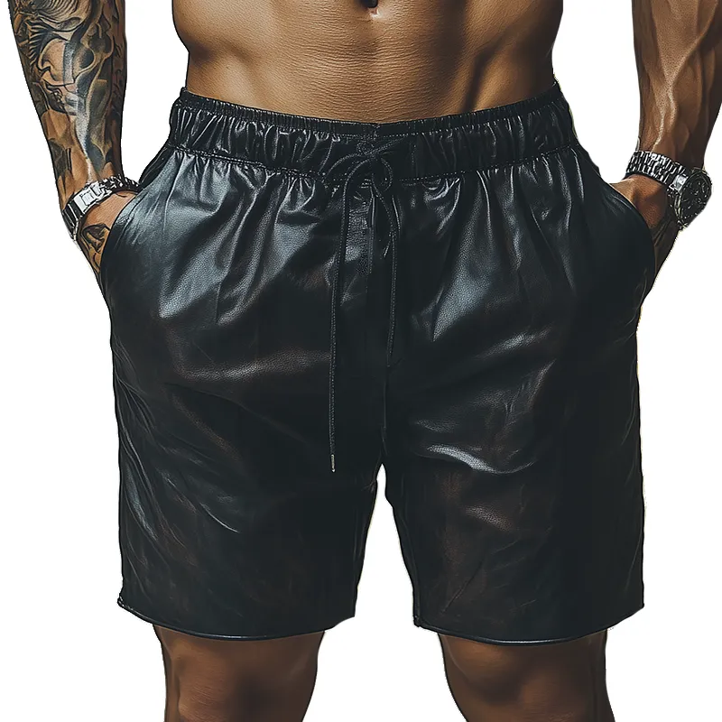 Men's Vintage Leather Drawstring Shorts MTA2608F7TO sold by Manly