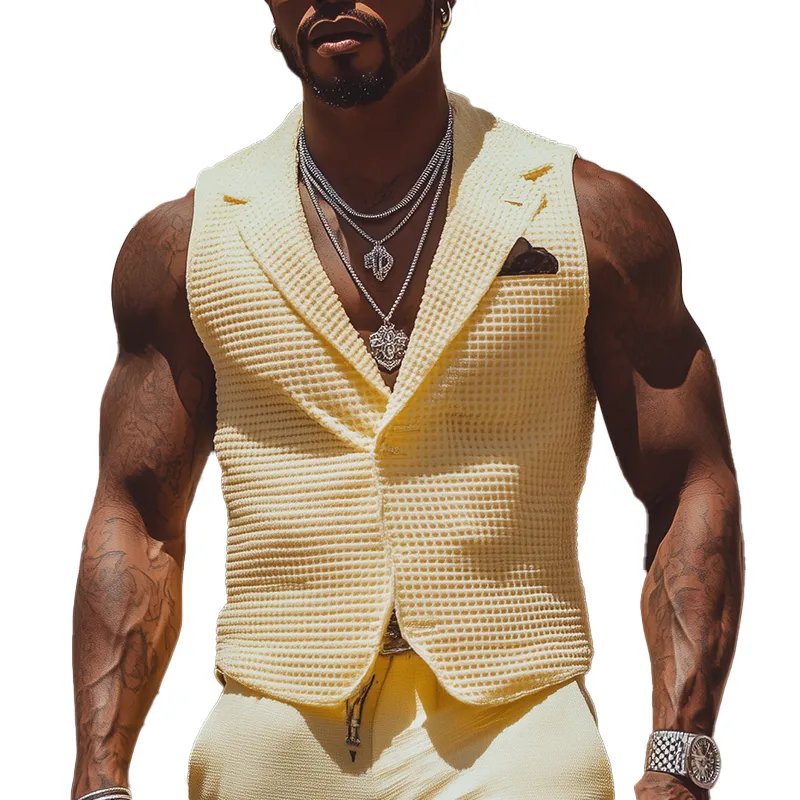Men's Summer Fashion Waffle Fabric Solid Color Vest MTA2648F5P sold by Manly