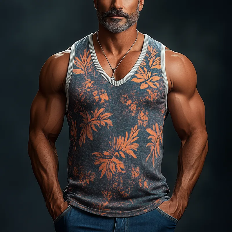Men's Summer Fashion Cotton Blend Printed Tank Top MTA2636F7P sold by Manly product image thumbnail 3