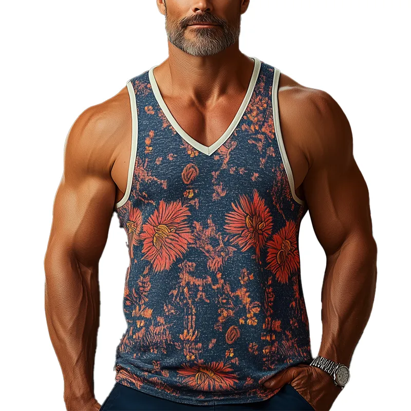 Men's Summer Fashion Cotton Blend Printed Tank Top MTA2636F7P sold by Manly product image thumbnail 2