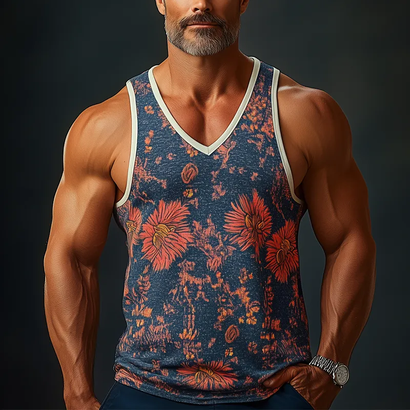 Men's Summer Fashion Cotton Blend Printed Tank Top MTA2636F7P sold by Manly product image thumbnail 4