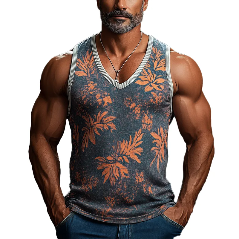 Men's Summer Fashion Cotton Blend Printed Tank Top MTA2636F7P sold by Manly