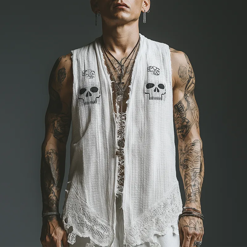 Men's Summer Fashion Printed Lace Decorated Waffle Tank Top MTA2664F7P sold by Manly product image thumbnail 2