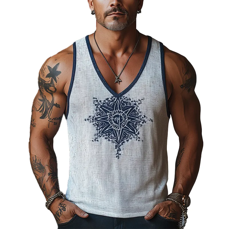 Men's Summer Fashion Printed Waffle Tank Top MTA2673F9P sold by Manly