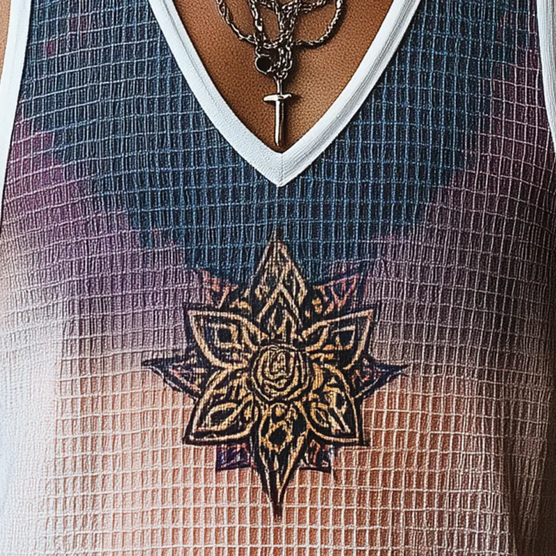 Men's Summer Fashion Gradient Print Embroidery Waffle Tank Top MTA2622F2P sold by Manly product image thumbnail 3