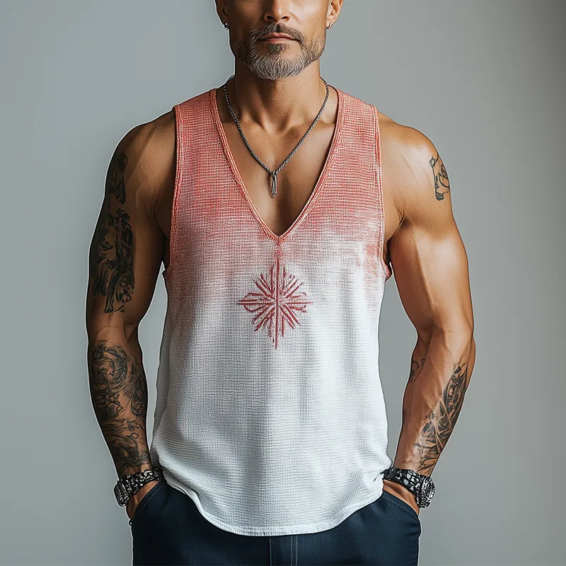 Men's Summer Fashion Gradient Print Waffle Tank Top MTA2677F3P sold by Manly product image thumbnail 2