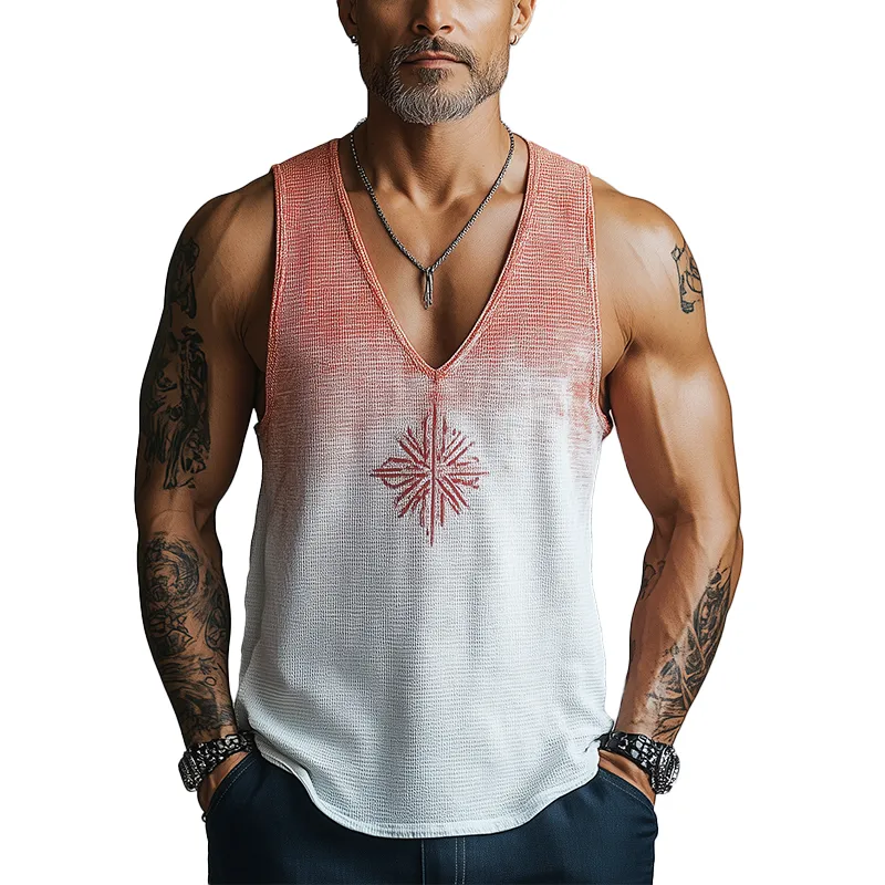 Men's Summer Fashion Gradient Print Waffle Tank Top MTA2677F3P sold by Manly