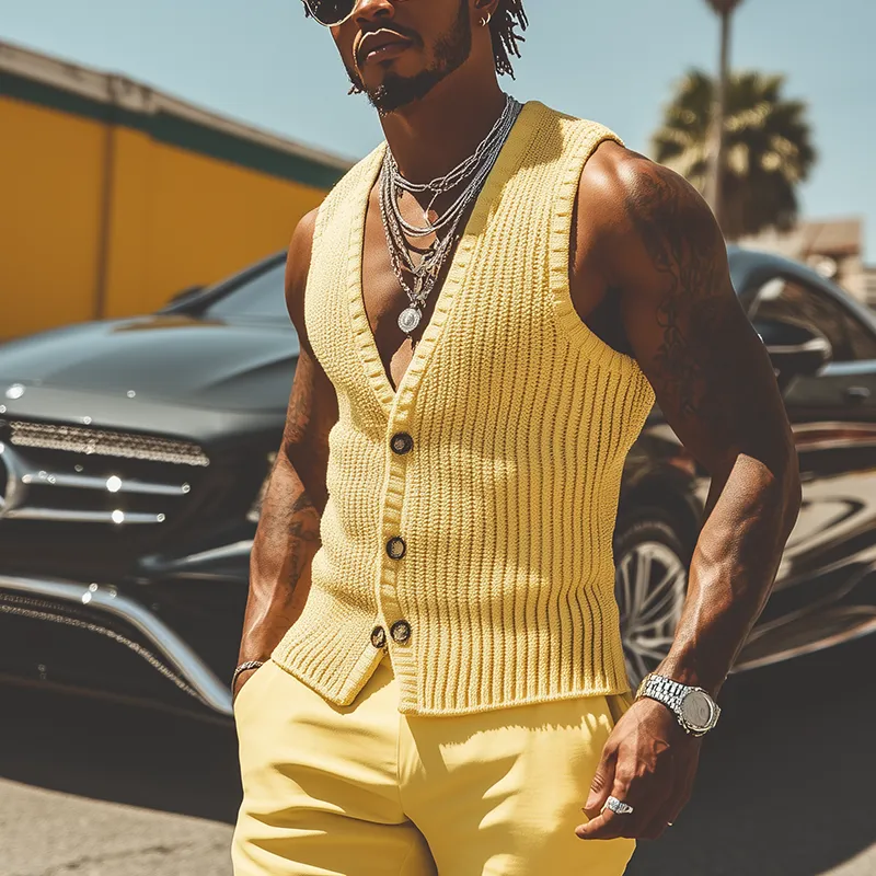 Men's Summer Fashion Solid Color Crochet Tank Top MTA2615F6P sold by Manly product image thumbnail 2