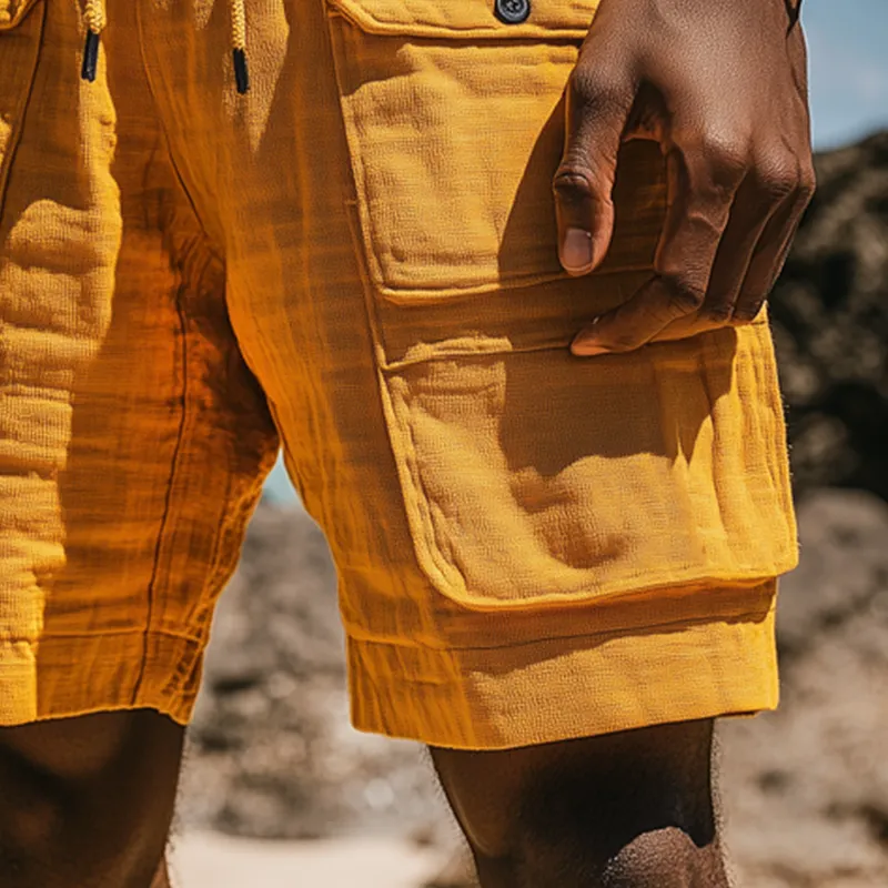 Men's Summer Classic Textured Lace-up Casual Sports Shorts MTA2675F4U sold by Manly product image thumbnail 3