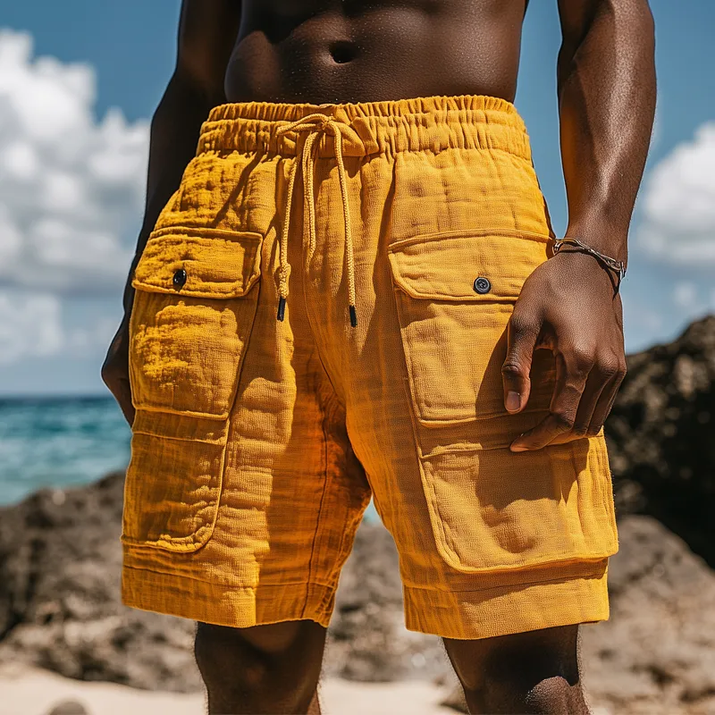 Men's Summer Classic Textured Lace-up Casual Sports Shorts MTA2675F4U sold by Manly product image thumbnail 2