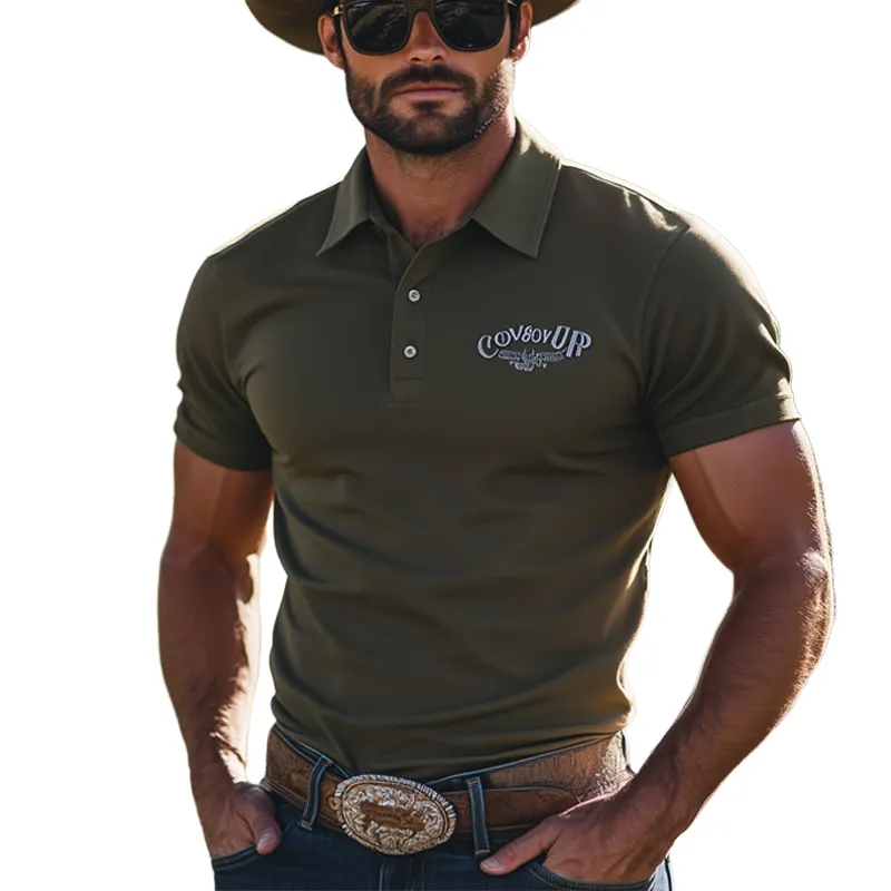 Men's Summer Business Classic Embroidery Polo Neck T-Shirt MTA2660F3U sold by Manly