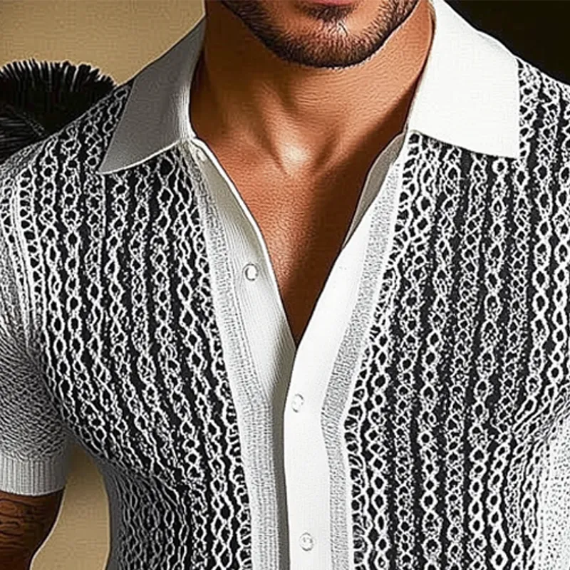 Men's Summer Business Knitted Short-sleeved Shirt MTA2525F4U sold by Manly product image thumbnail 4