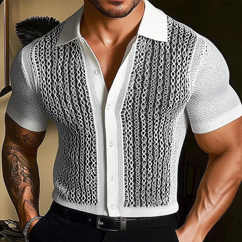 Men's Summer Business Knitted Short-sleeved Shirt MTA2525F4U sold by Manly product image thumbnail 2