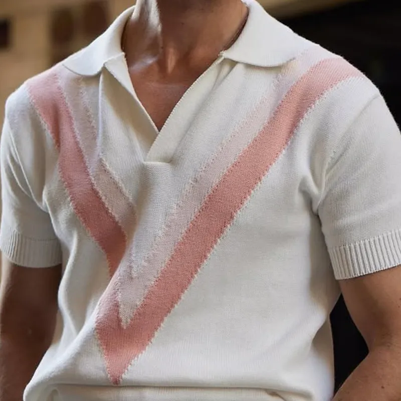 Men's Loose Jacquard Knitted Short-Sleeved Polo Shirt MTA2627F5X sold by Manly product image thumbnail 3