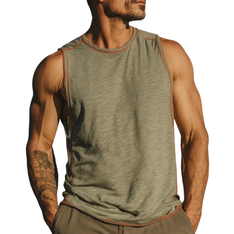 Men's Blended Round Neck Sleeveless Tank Tops MTA2699F4X sold by Manly