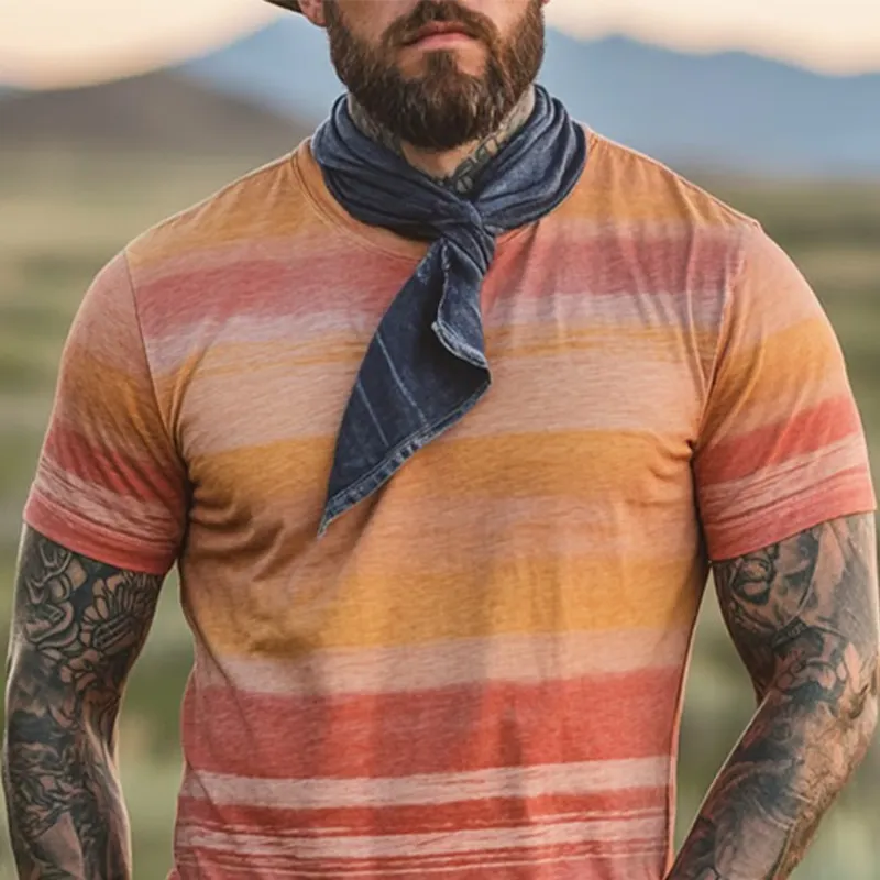 Men's Printed Round Neck Short Sleeve T-Shirt MTA2682F9X sold by Manly product image thumbnail 3