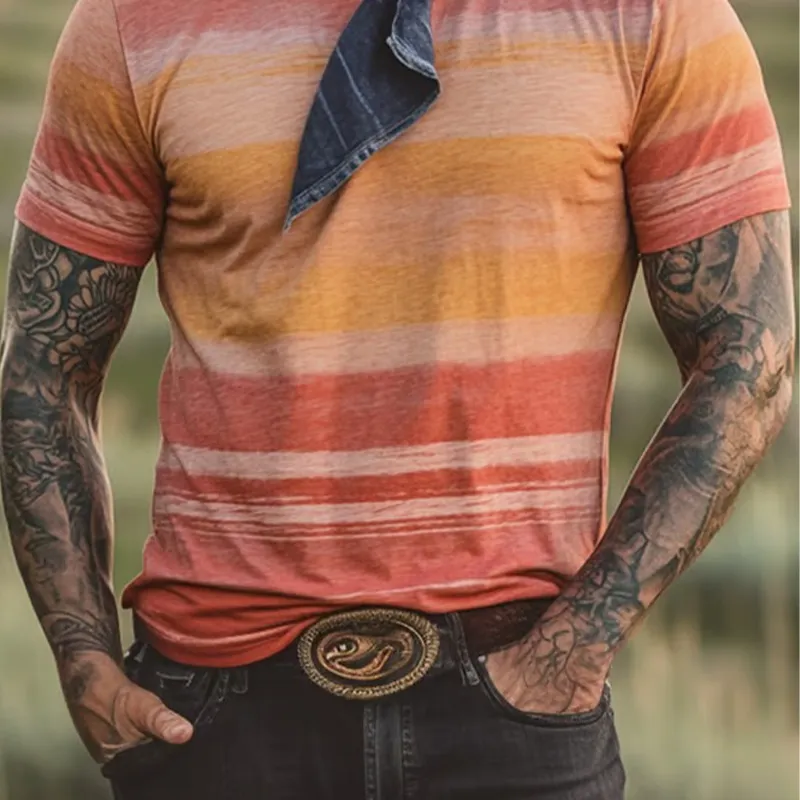 Men's Printed Round Neck Short Sleeve T-Shirt MTA2682F9X sold by Manly product image thumbnail 4