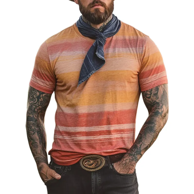 Men's Printed Round Neck Short Sleeve T-Shirt MTA2682F9X sold by Manly