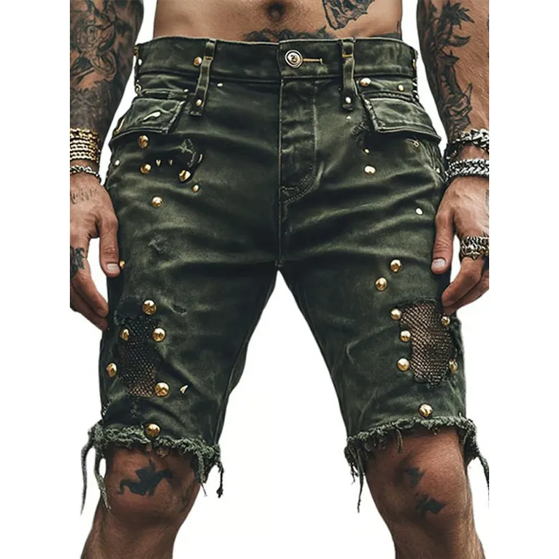 Men's Vintage Washed Rivet Denim Shorts MTA2679F9X sold by Manly