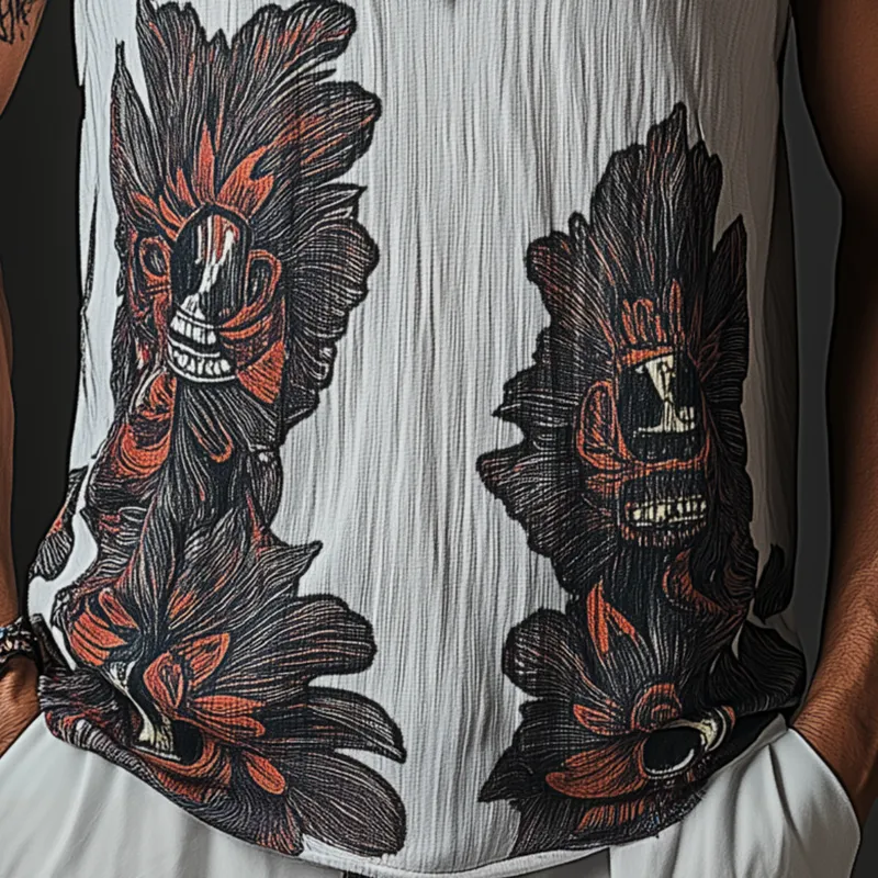 Men's Summer Fashion Printed Bubble Wrinkle Fabric Tank Top MTA2730F7P sold by Manly product image thumbnail 3