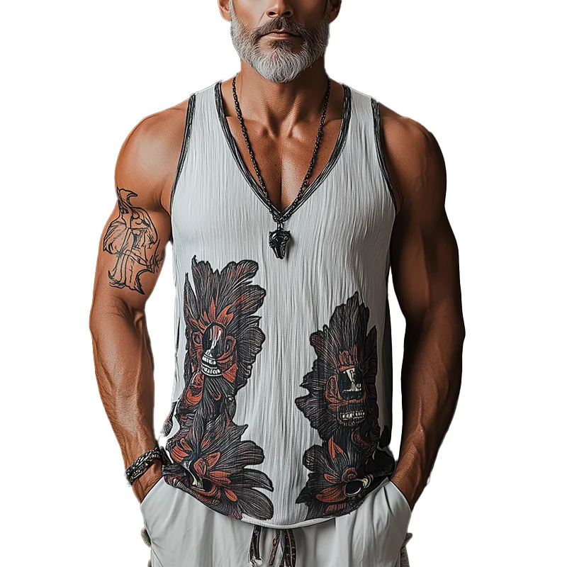 Men's Summer Fashion Printed Bubble Wrinkle Fabric Tank Top MTA2730F7P sold by Manly