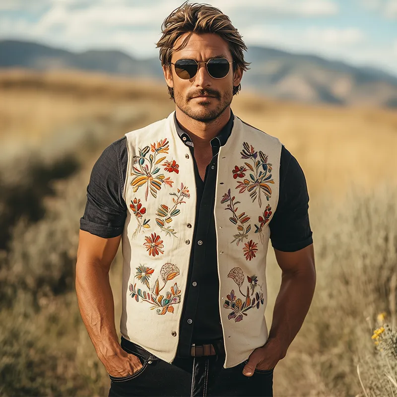 Men's Summer Fashion Embroidered Cotton Blended Vest (with Lining) MTA2701F3P sold by Manly product image thumbnail 2