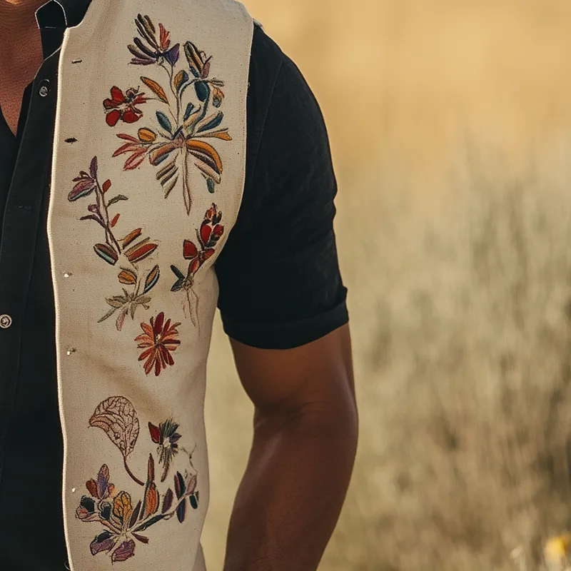 Men's Summer Fashion Embroidered Cotton Blended Vest (with Lining) MTA2701F3P sold by Manly product image thumbnail 4