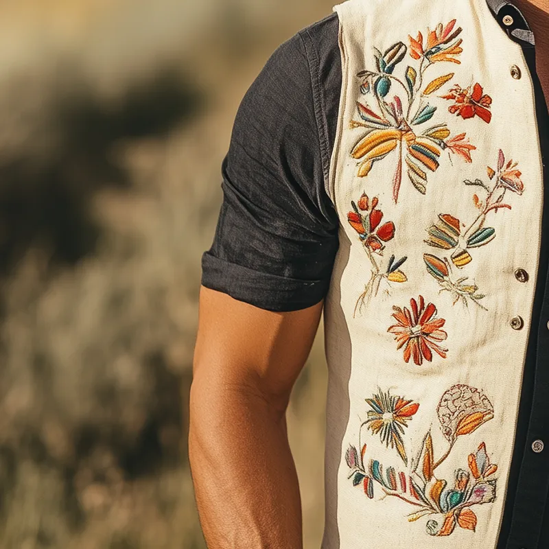 Men's Summer Fashion Embroidered Cotton Blended Vest (with Lining) MTA2701F3P sold by Manly product image thumbnail 3