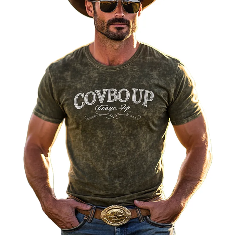 Men's Summer Embroidered Round Neck Short Sleeve T-Shirt MTA2666F7U sold by Manly