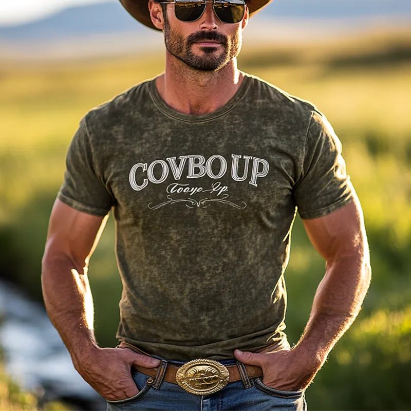 Men's Summer Embroidered Round Neck Short Sleeve T-Shirt MTA2666F7U sold by Manly product image thumbnail 2