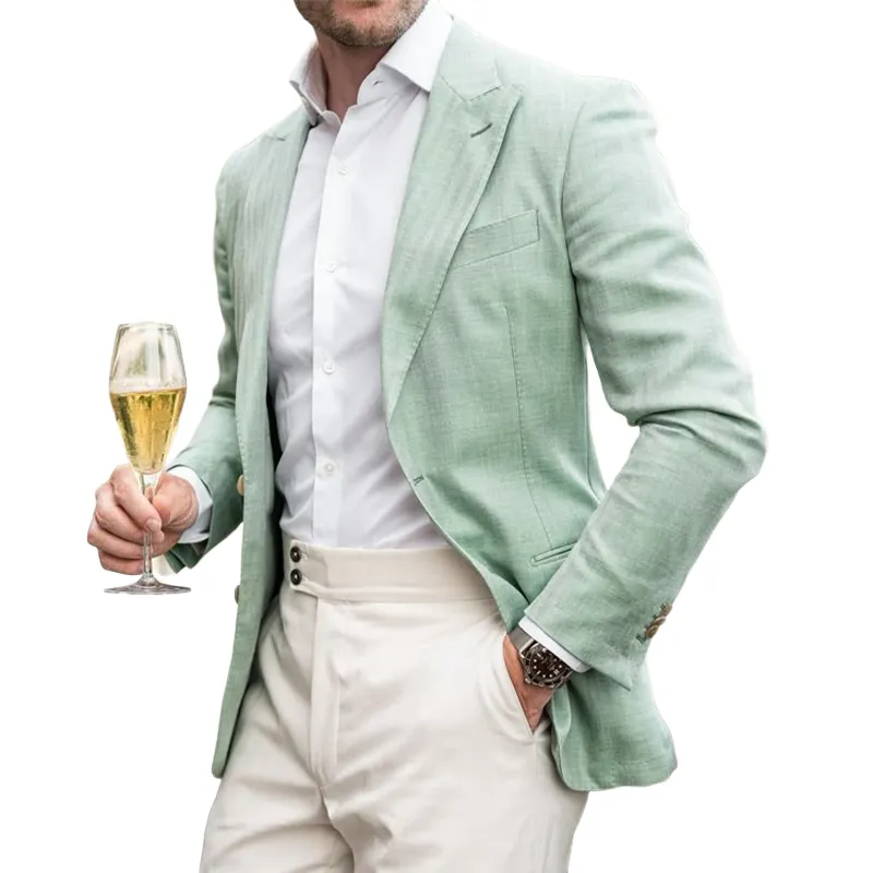 Men's Thin Cotton And Linen Double Button Blazer MTA2755F3U sold by Manly