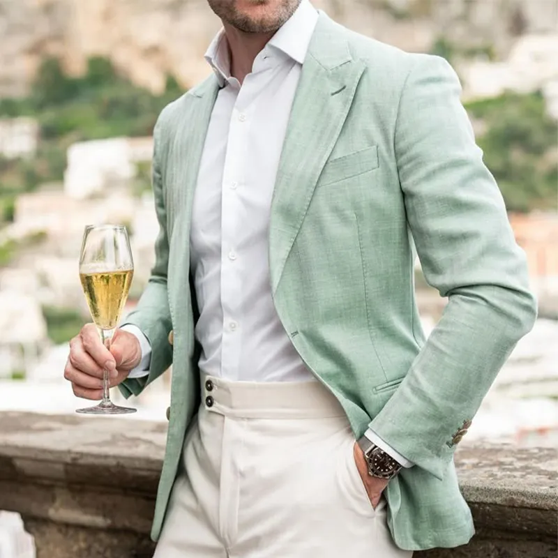 Men's Thin Cotton And Linen Double Button Blazer MTA2755F3U sold by Manly product image thumbnail 2