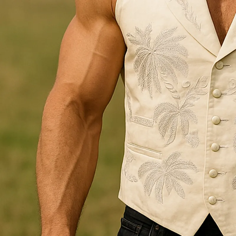 Men's Summer Fashion Embroidery Cotton Blend Sleeveless Vest MTA3030F1P sold by Manly product image thumbnail 3