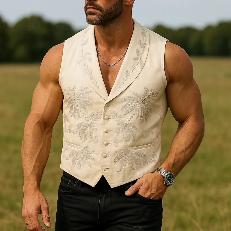 Men's Summer Fashion Embroidery Cotton Blend Sleeveless Vest MTA3030F1P sold by Manly product image thumbnail 2
