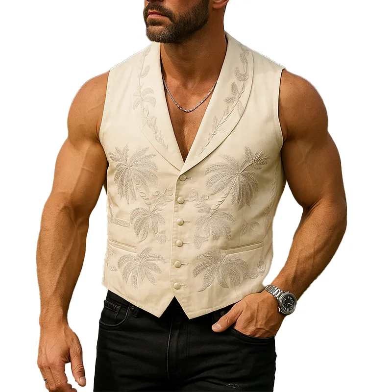 Men's Summer Fashion Embroidery Cotton Blend Sleeveless Vest MTA3030F1P sold by Manly