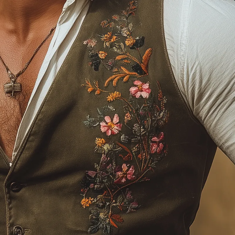 Men's Summer Fashion Embroidery Cotton Blend Sleeveless Vest MTA3037F0P sold by Manly product image thumbnail 3