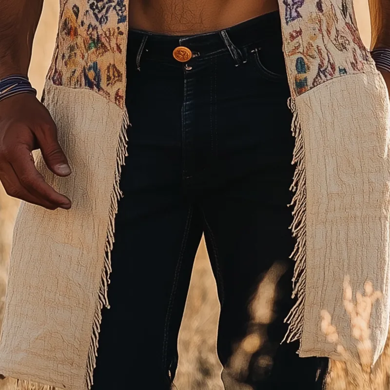 Men's Summer Fashion Printed Linen Blended Sleeveless Long Vest MTA3004F6P sold by Manly product image thumbnail 4