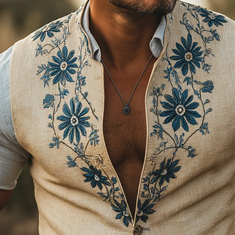 Men's Summer Fashion Embroidered Linen Blend Sleeveless Vest MTA3029F9P sold by Manly product image thumbnail 3