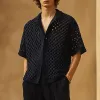Men's Summer Fashion Crochet Hollow Short Sleeve Shirt MTA3009F5P sold by Manly