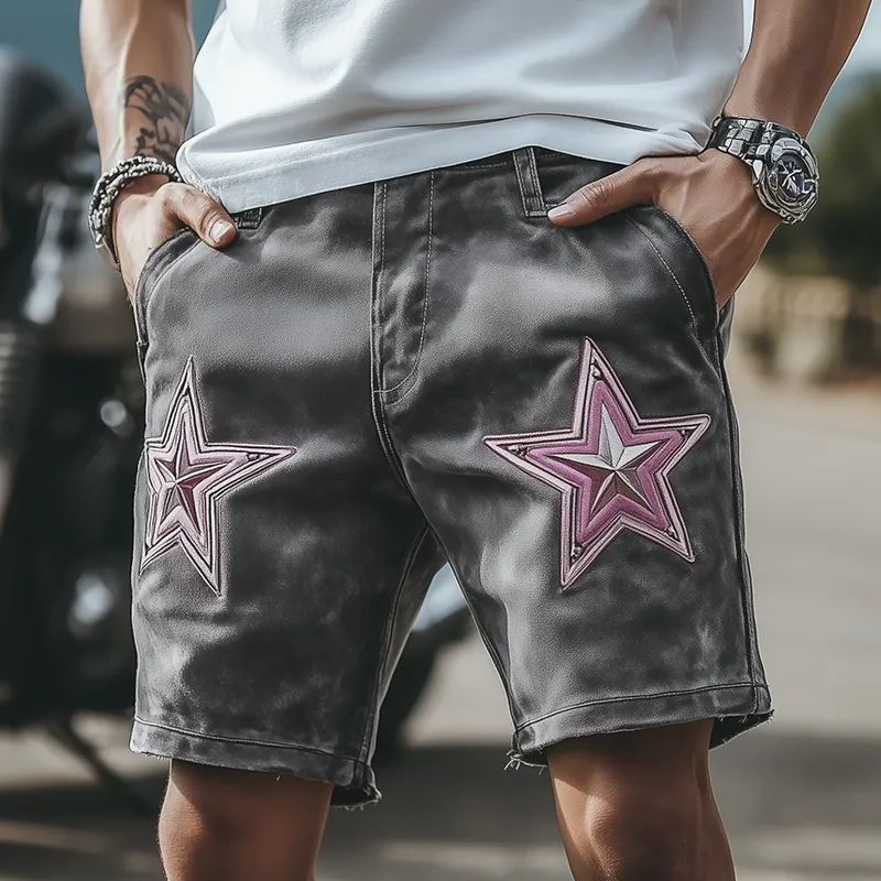 Men's Spring And Summer Fashion Casual Suede Embroidered Shorts MTA2114F0K sold by Manly product image thumbnail 2