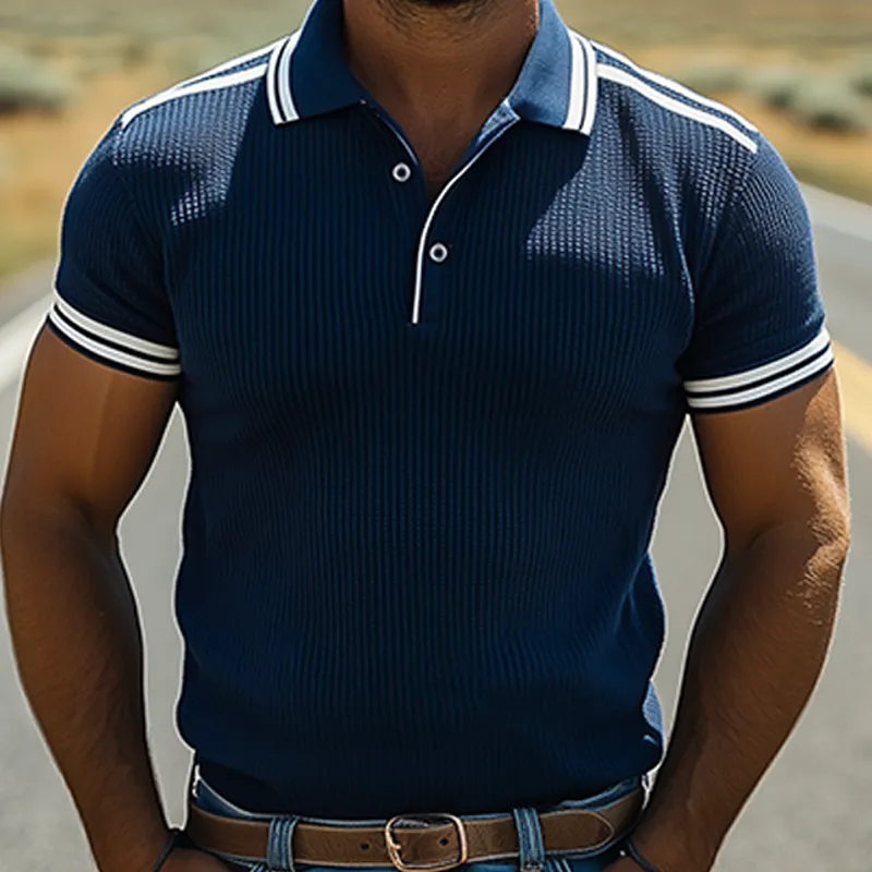 Men's Spring And Summer Fashion Casual Knitted Short-sleeved Polo Shirt MTA3087F3K sold by Manly product image thumbnail 5